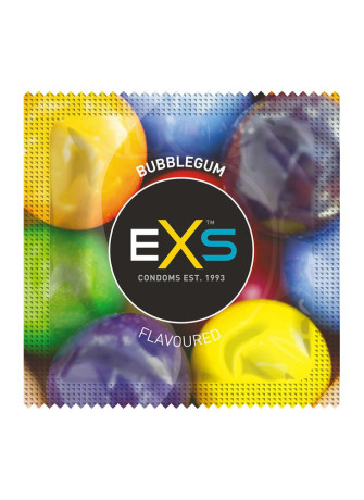 Préservatifs x2 lubrifiés en latex goût bubble gum 54mm - EXS400GUM